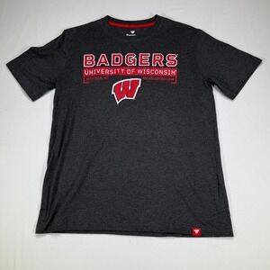 Wisconsin Badgers University NCAA Fanatics‎ Heather Gray Mens T-Shirt